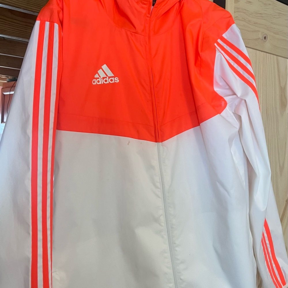 Adidas Men's Orange and White Windbreaker